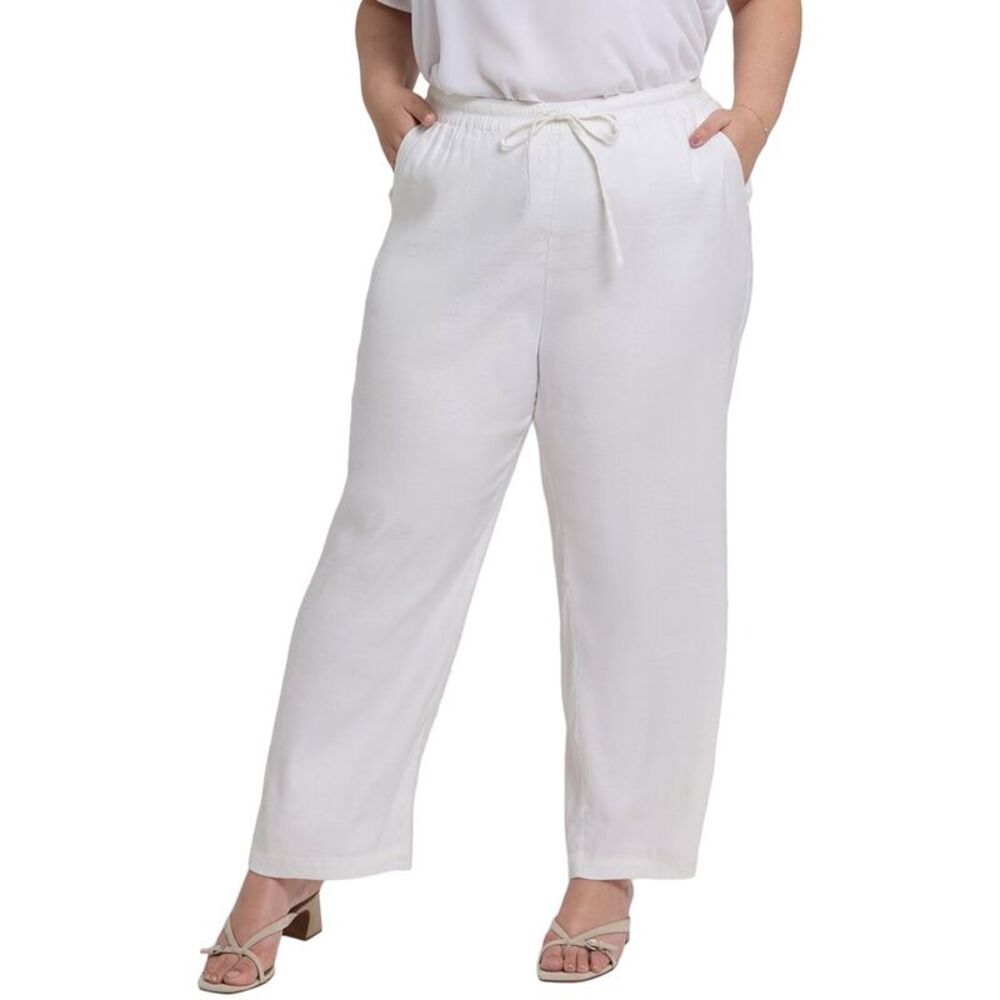 Nydj Womens  Plus Relaxed White Pant Jean